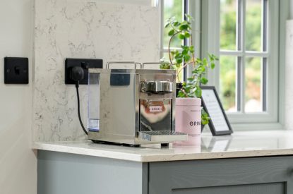 The coffee machine in the kitchen at Forge Cottage, Staffordshire