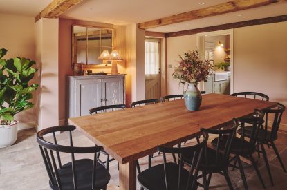 The dining space at Mill House, Powys