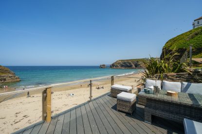 Outdoor seating area at The Tide House, Cornwall