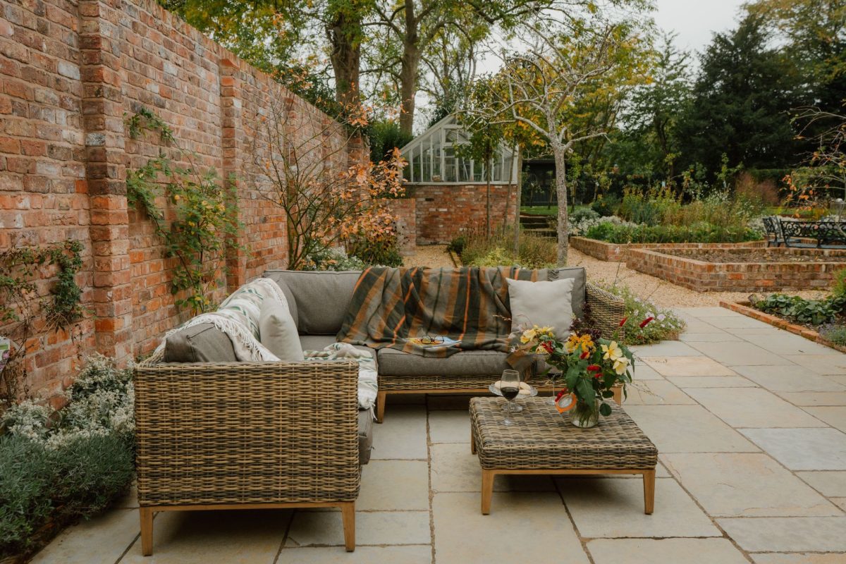 Outdoor seating area at Fox Hallow, Cheshire