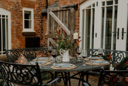 Outdoor dining at Fox Hallow, Cheshire