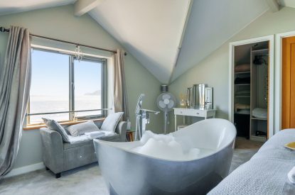 The free standing bath at Lightkeepers Cottage, Cornwall