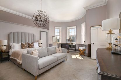 A king-size bedroom at The Priory Estate, Essex
