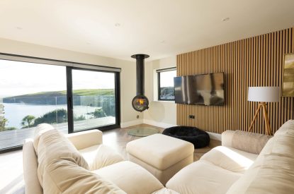 The living room at Panorama Point, Cornwall