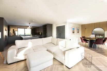 The open plan living area at Panorama Point, Cornwall