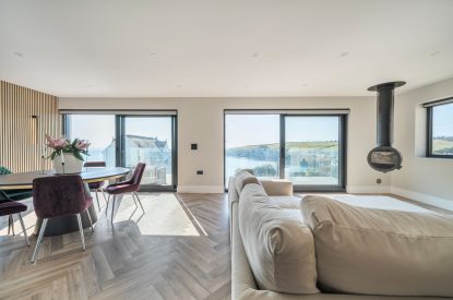 The open plan living space at Panorama Point, Cornwall