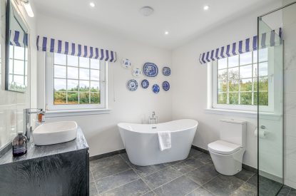 The free-standing bath at An Taigh Geal, Argyll and Bute