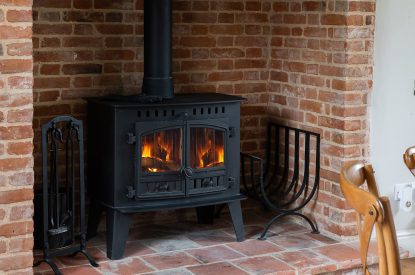 The log burner at Buxton Farmhouse, Norfolk