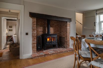 The Log burner at Buxton Farmhouse, Norfolk