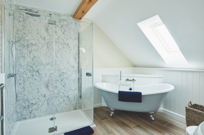 A roll top bath at Big Barn, Welsh Borders