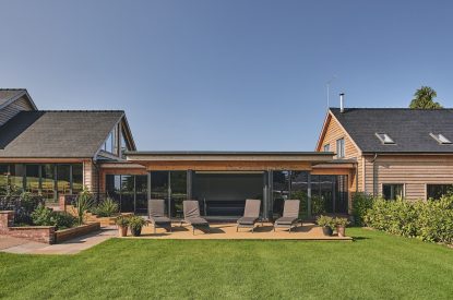 The swimming pool exterior at Big Barn, Welsh Borders