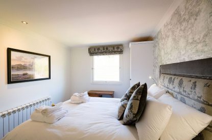 The king size bedroom at The Hunter's Lodge, Loch Lomond