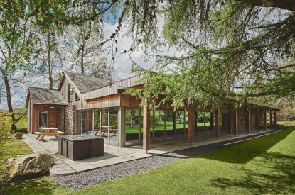 The exterior of the spa facilities at The Old Grain Store, Lake District