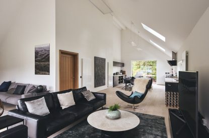 The living space at Munro Cabin, Loch Lomond