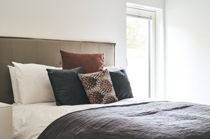 A double bedroom at Munro Cabin, Loch Lomond