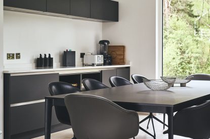 The dining table at Munro Cabin, Loch Lomond