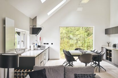 The living space at Stag Cabin, Loch Lomond