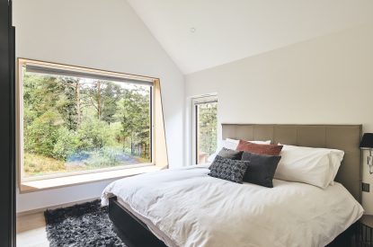 A double bedroom at Stag Cabin, Loch Lomond
