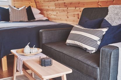 The sofa and coffee table at Hidden Orchard, Cheshire