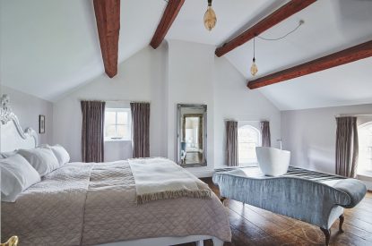 The master bedroom at Heron House, Peak District