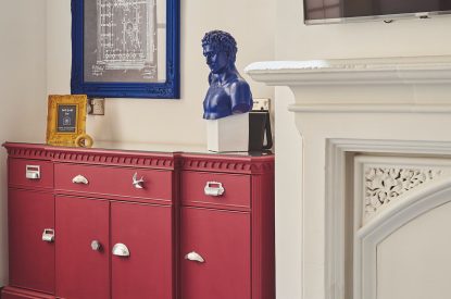 A fireplace at The Vault, Norfolk