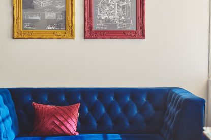 The sofa at The Vault, Norfolk