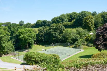 The tennis court at Buckfast Cottage, Devon