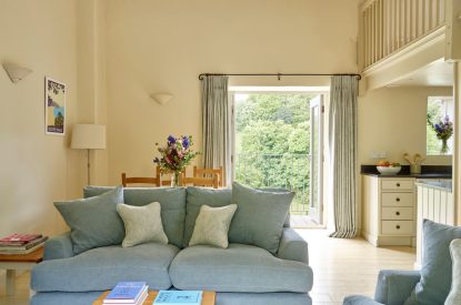 The living room at Tigley Cottage, Devon