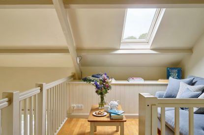 The living room at Tigley Cottage, Devon