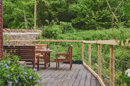The patio at The Round, Devon