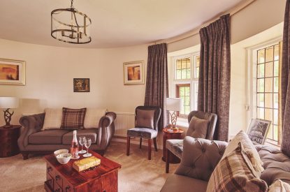 The living room at The Round, Devon