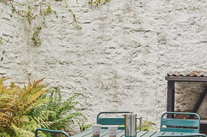 The outdoor courtyard at Hay Market House, Powys
