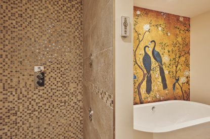 A bathroom at Upper Tumble Cottage, Shropshire Hills