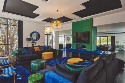 The living room at Reservoir View, Somerset