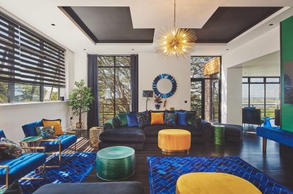 The living room at Reservoir View, Somerset