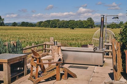 The outdoor area at Curious Calf, Herefordshire