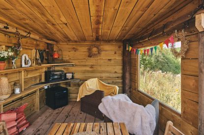 The outdoor seating area at Curious Calf, Herefordshire
