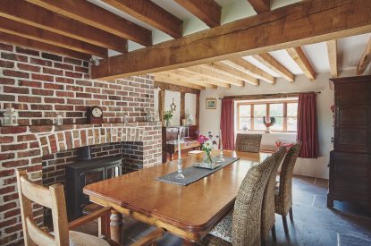 The dining room at Ridge Farmhouse, Herefordshire