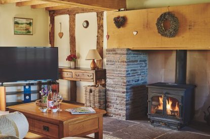 The living room at Ridge Farmhouse, Herefordshire