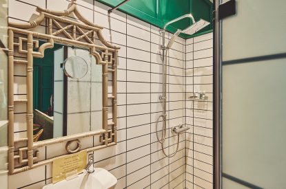 The en-suite shower room at Muscari Cottage, Vale of Glamorgan