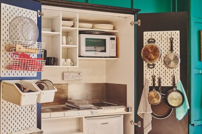 The mini-kitchen at Muscari Cottage, Vale of Glamorgan