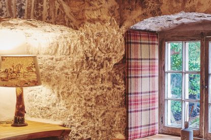 The desk area and window at Fritillaria Cottage, Vale of Glamorgan