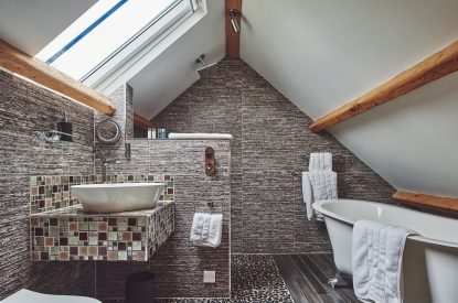 The spa-like bathroom at Hollyhock Cottage, Vale of Glamorgan