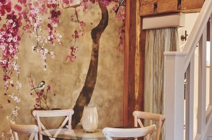 The four-seater dining table at Hollyhock Cottage, Vale of Glamorgan