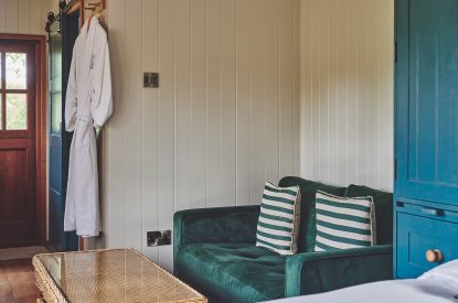 The sofa at The Hangout Hut, Worcestershire 