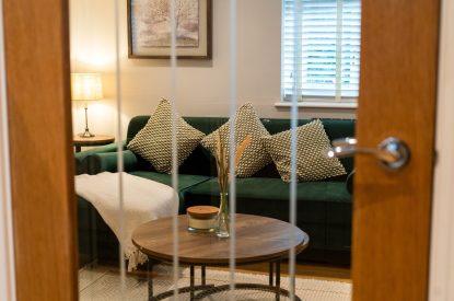 The entrance to the living room at Pilgrim Cottage, Cheshire