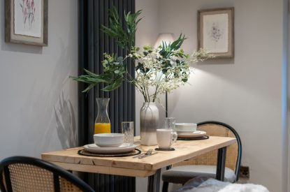 The four-seater dining table in the kitchen at Pilgrim Cottage, Cheshire