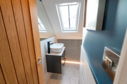 The entrance to the shared bathroom at Pilgrim Cottage, Cheshire