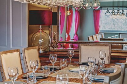 The dining room at Loch Ness Mansion, Scottish Highlands