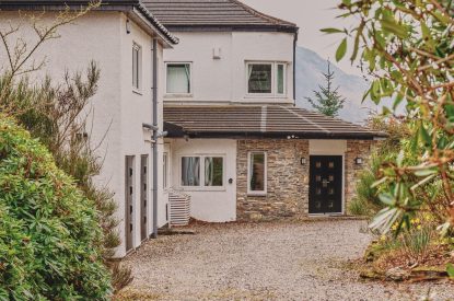 The exterior of Loch Ness Mansion, Scottish Highlands